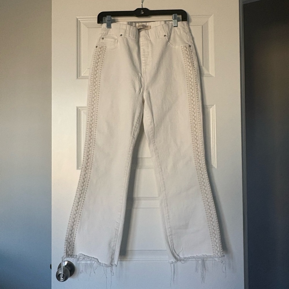 Liverpool Chloe Raw Hem Flare Women's Embroidered Boho Timeless Jeans Size 10
